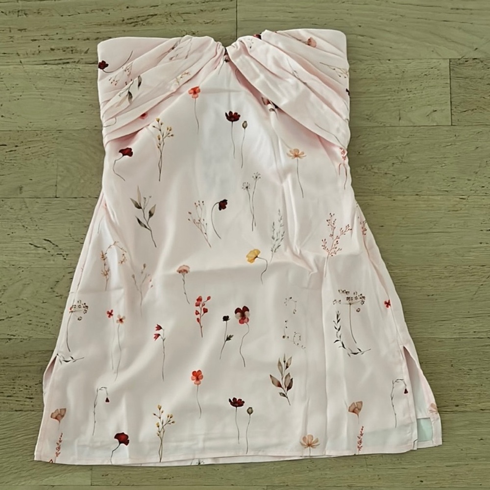 Princess Polly Floral Strapless Mini Dress - Pink and Red